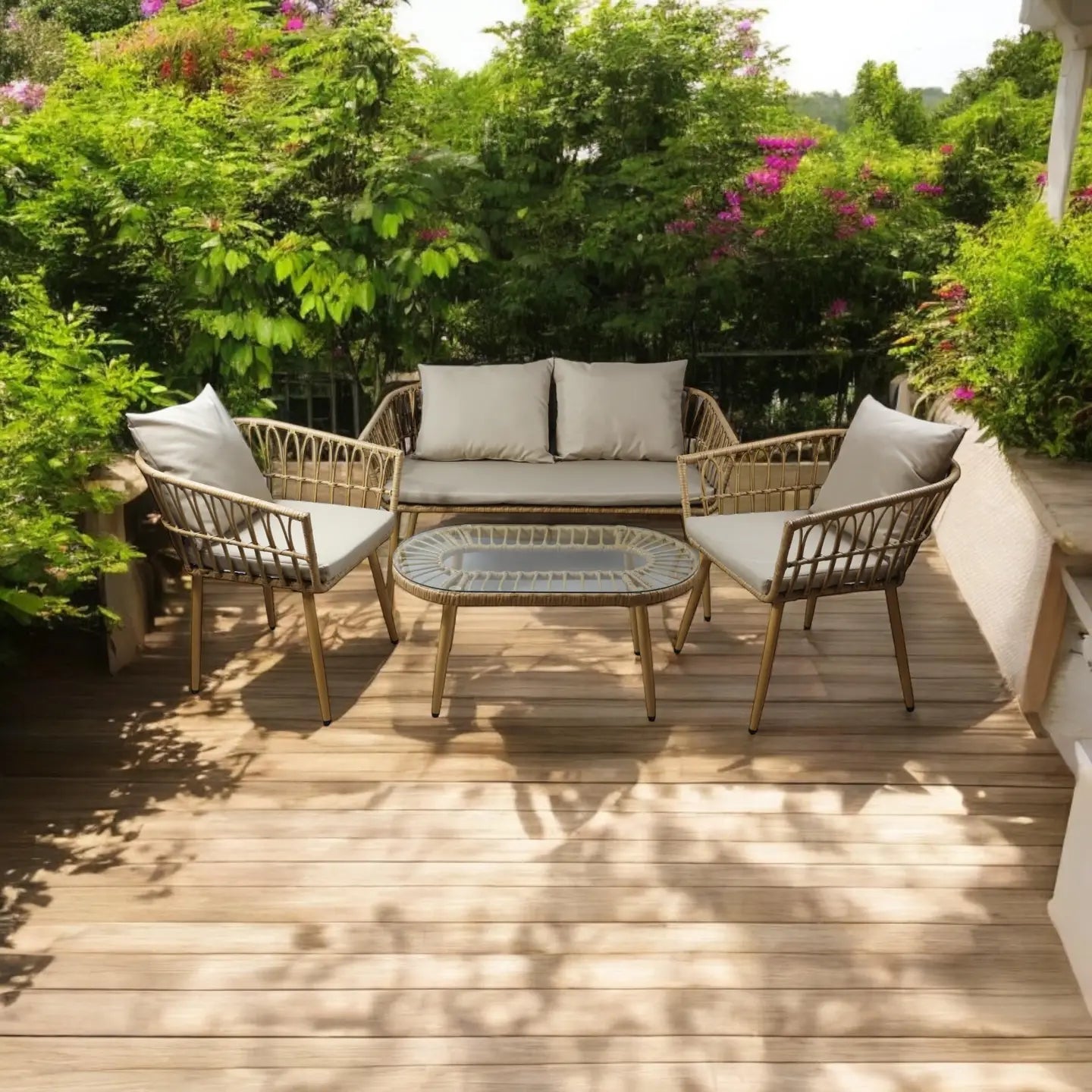 Salon de Jardin en Rotin - 4 personnes