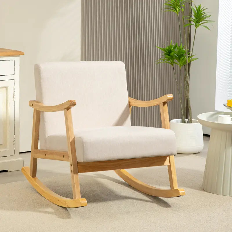 Fauteuil à Bascule Rembourré de couleur Beige
