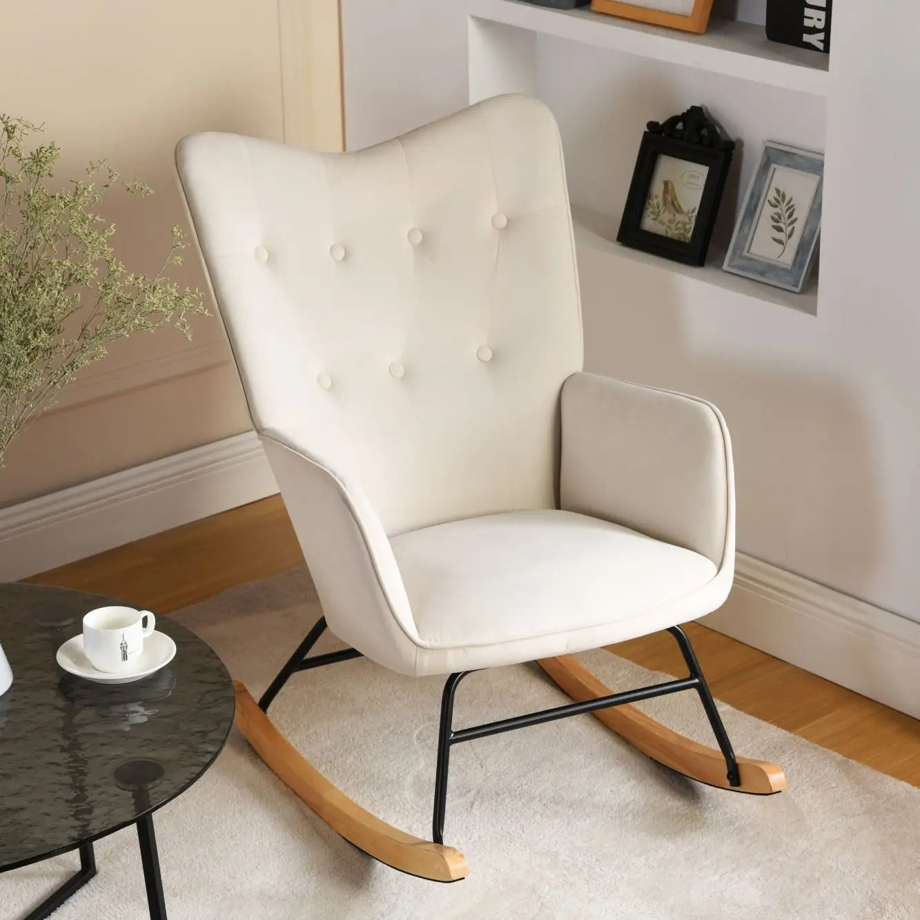 Fauteuil à bascule - Blanc Cassé