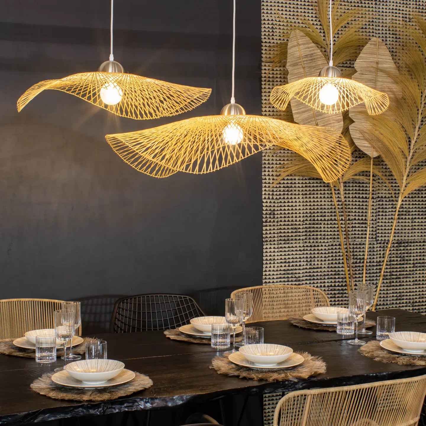 Suspension Effet Bambou - 55cm de diamètre