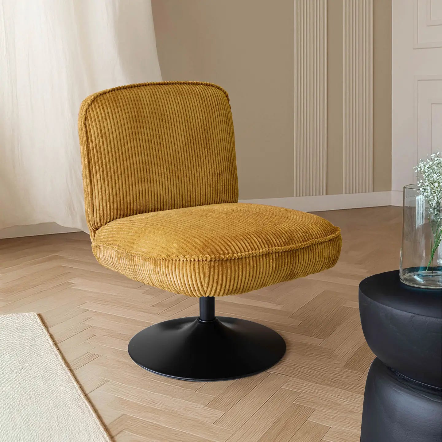 Fauteuil Pivotant en velours côtelé