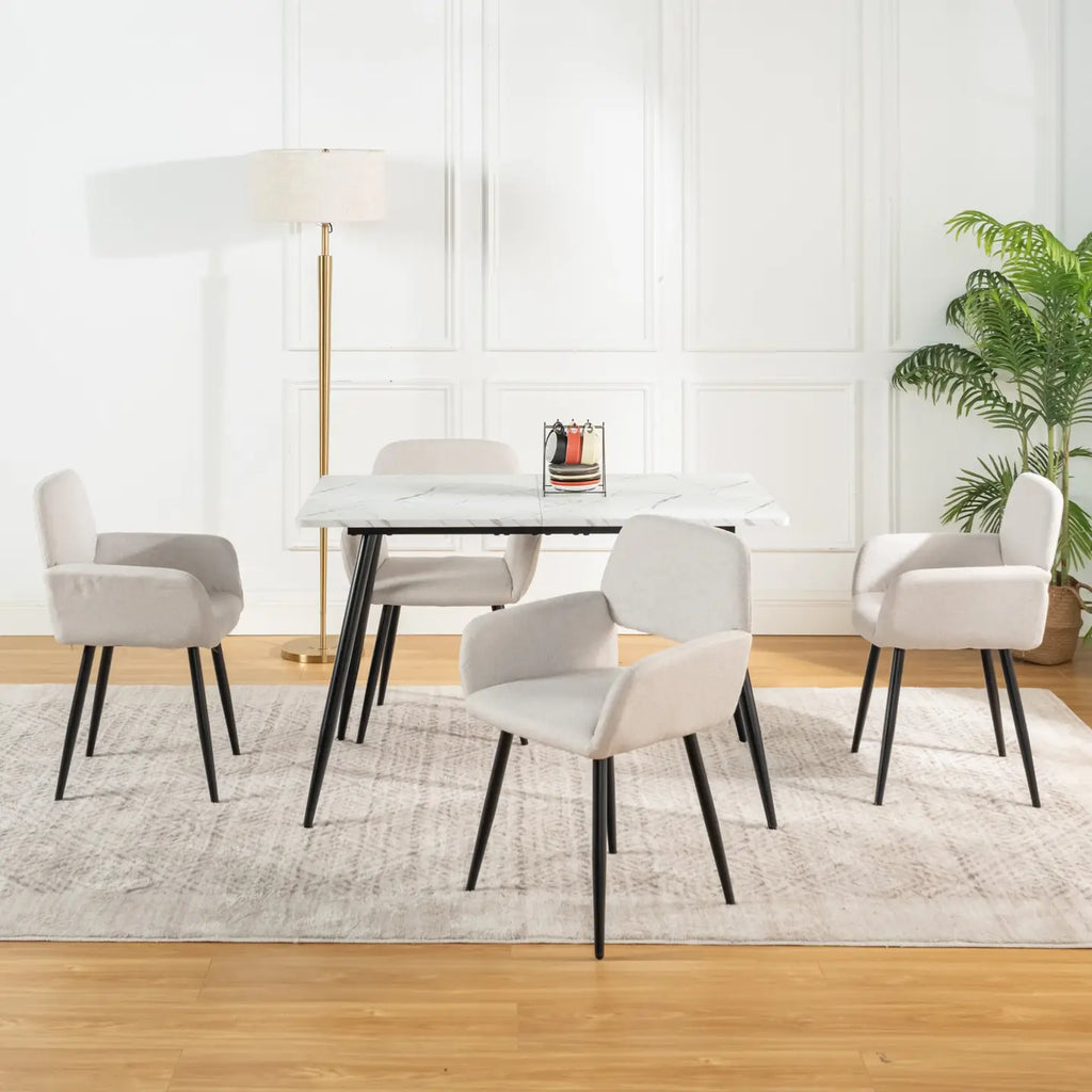 Ensemble de table effet marbre - Blanc