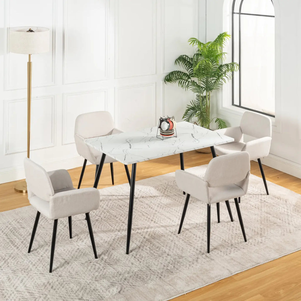 Ensemble de table effet marbre - Blanc