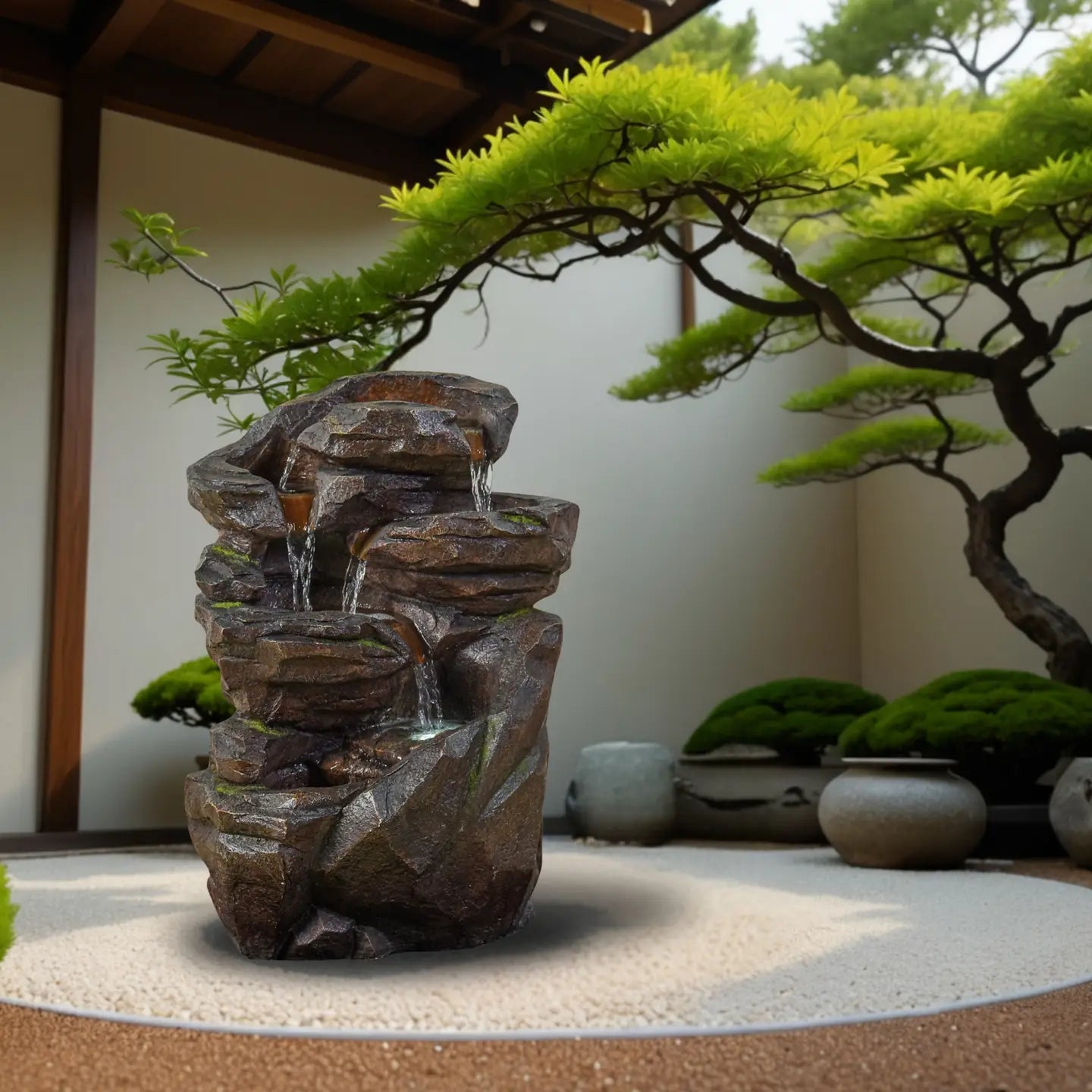 Fontaine de Jardin avec une cascade