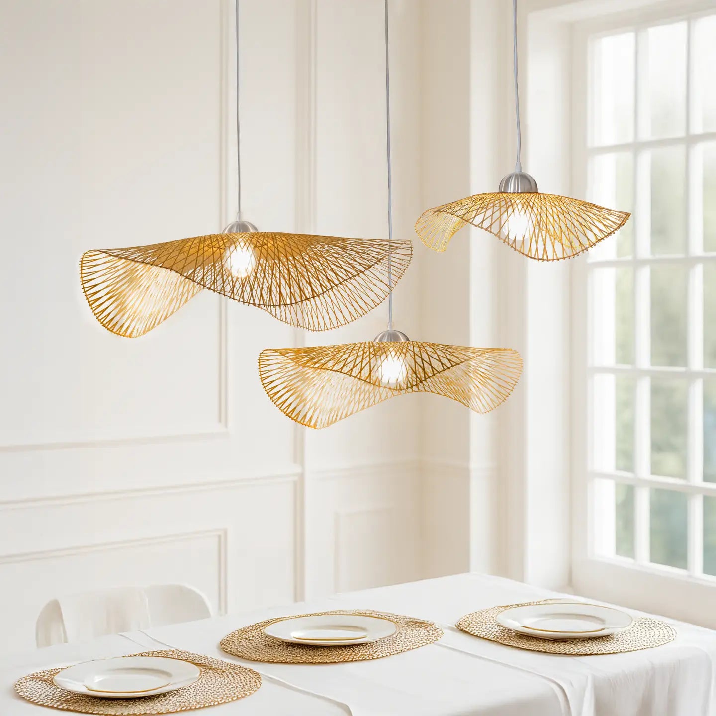 Suspension Effet Bambou - 55cm de diamètre