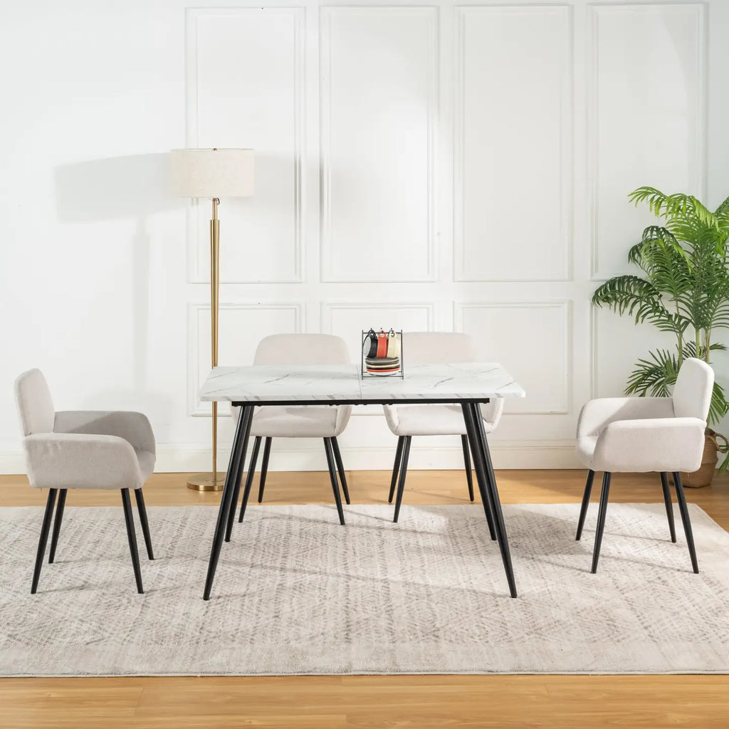 Ensemble de table effet marbre - Blanc